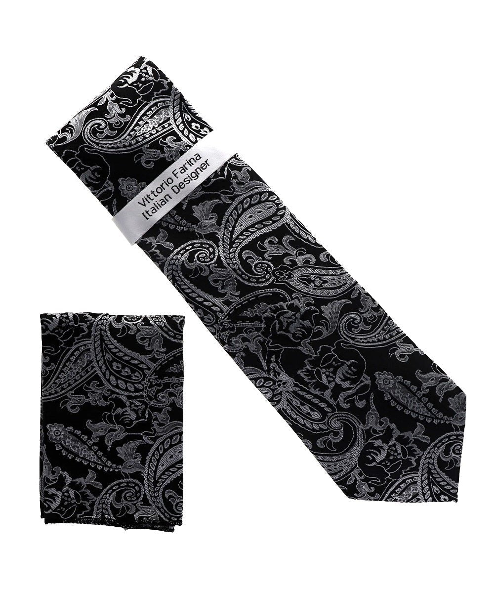 Vittorio Farina Men's Paisley Design Necktie & Pocket Square - NH-D_1519 - Necktie & Pocket Square - Vittorio Farina
