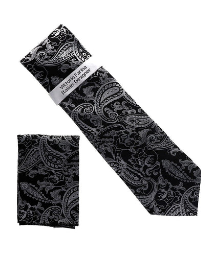 Vittorio Farina Men's Paisley Design Necktie & Pocket Square - NH-D_1519 - Necktie & Pocket Square - Vittorio Farina