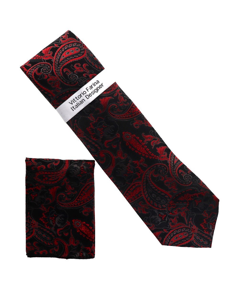 Vittorio Farina Men's Paisley Design Necktie & Pocket Square - NH-D_1520 - Necktie & Pocket Square - Vittorio Farina