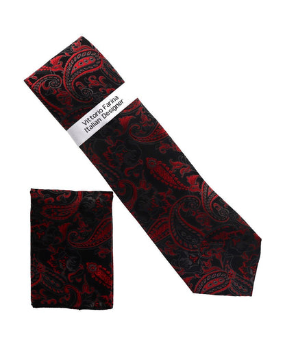Vittorio Farina Men's Paisley Design Necktie & Pocket Square - NH-D_1520 - Necktie & Pocket Square - Vittorio Farina