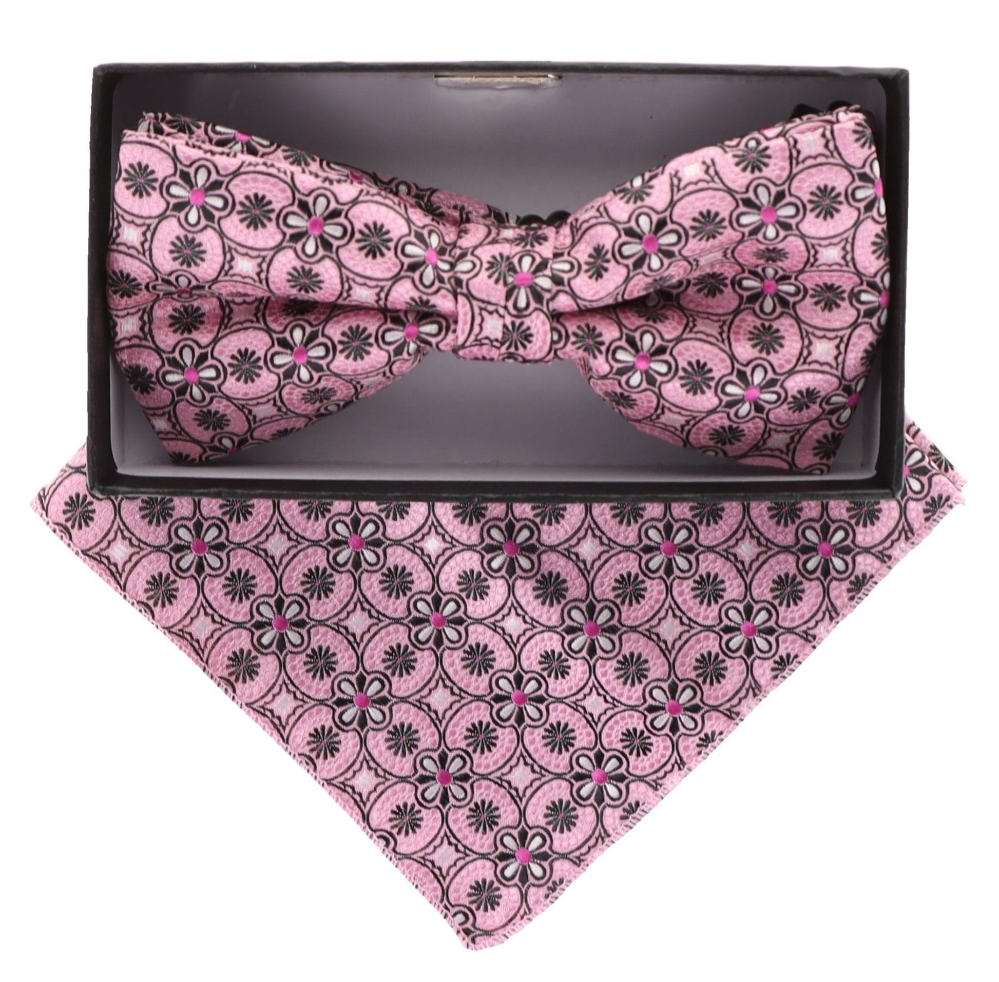 Vittorio Farina Men's Paisley Design Satin Bow Tie & Pocket Square in Gift Box - BH-21036 - Bow Tie & Pocket Square - Vittorio Farina