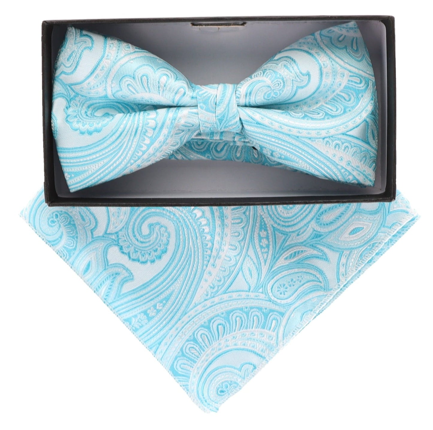 Vittorio Farina Men's Paisley Design Satin Bow Tie & Pocket Square in Gift Box - BH-21036 - Bow Tie & Pocket Square - Vittorio Farina