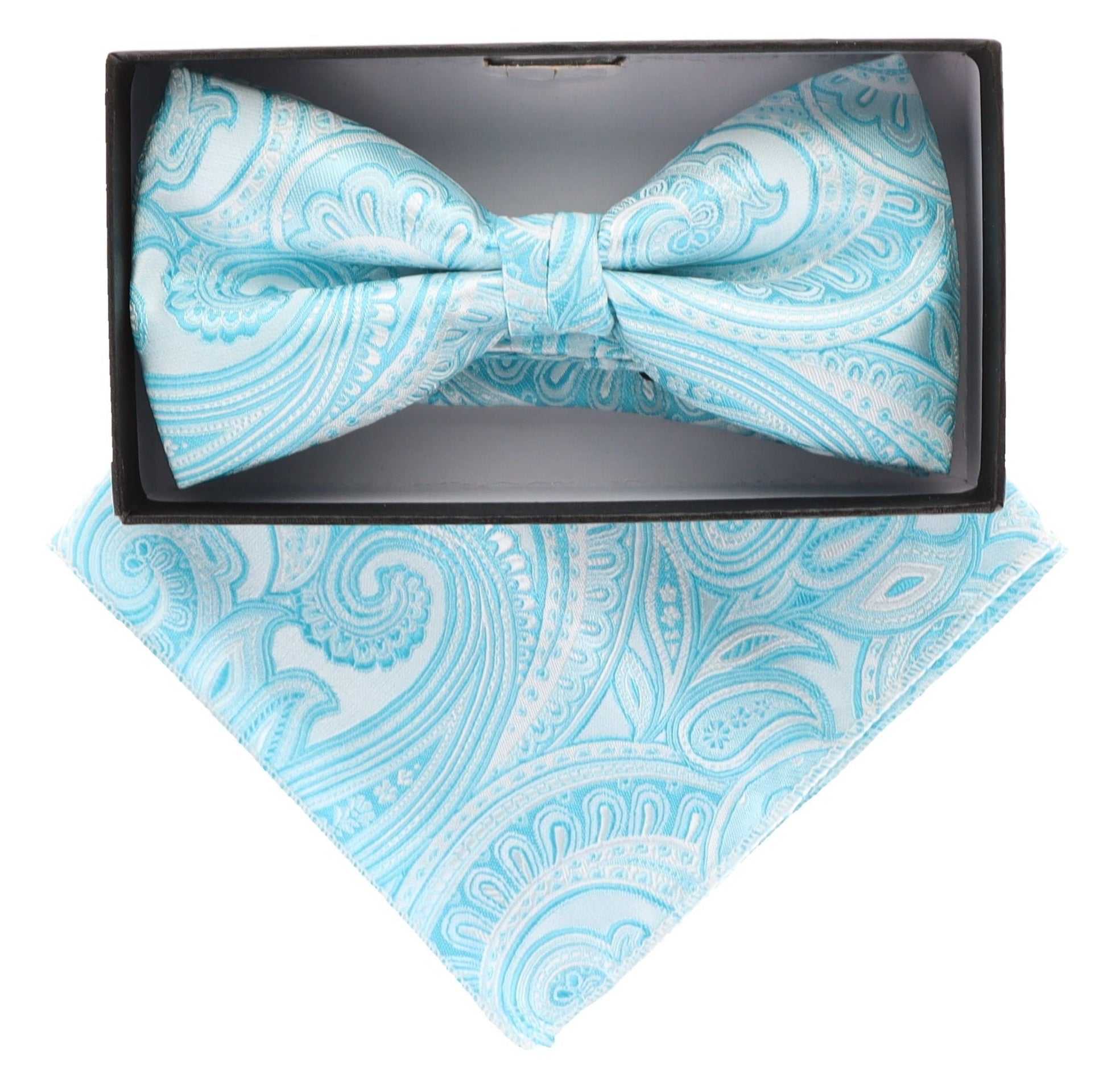 Vittorio Farina Men's Paisley Design Satin Bow Tie & Pocket Square in Gift Box - BH-21036 - Bow Tie & Pocket Square - Vittorio Farina