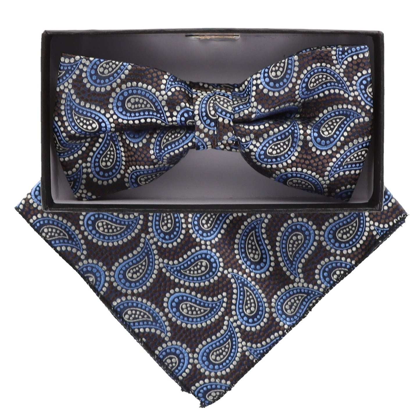Vittorio Farina Men's Paisley Design Satin Bow Tie & Pocket Square in Gift Box - BH-21036 - Bow Tie & Pocket Square - Vittorio Farina