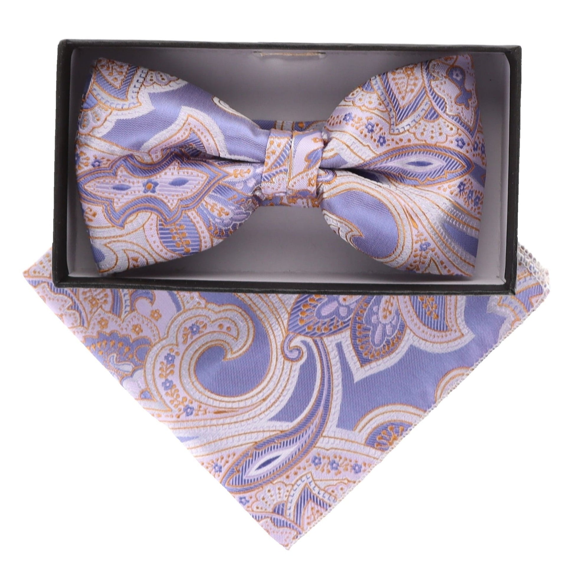 Vittorio Farina Men's Paisley Design Satin Bow Tie & Pocket Square in Gift Box - BH-21036 - Bow Tie & Pocket Square - Vittorio Farina