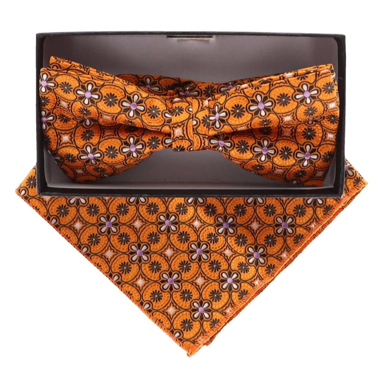 Vittorio Farina Men's Paisley Design Satin Bow Tie & Pocket Square in Gift Box - BH-21036 - Bow Tie & Pocket Square - Vittorio Farina