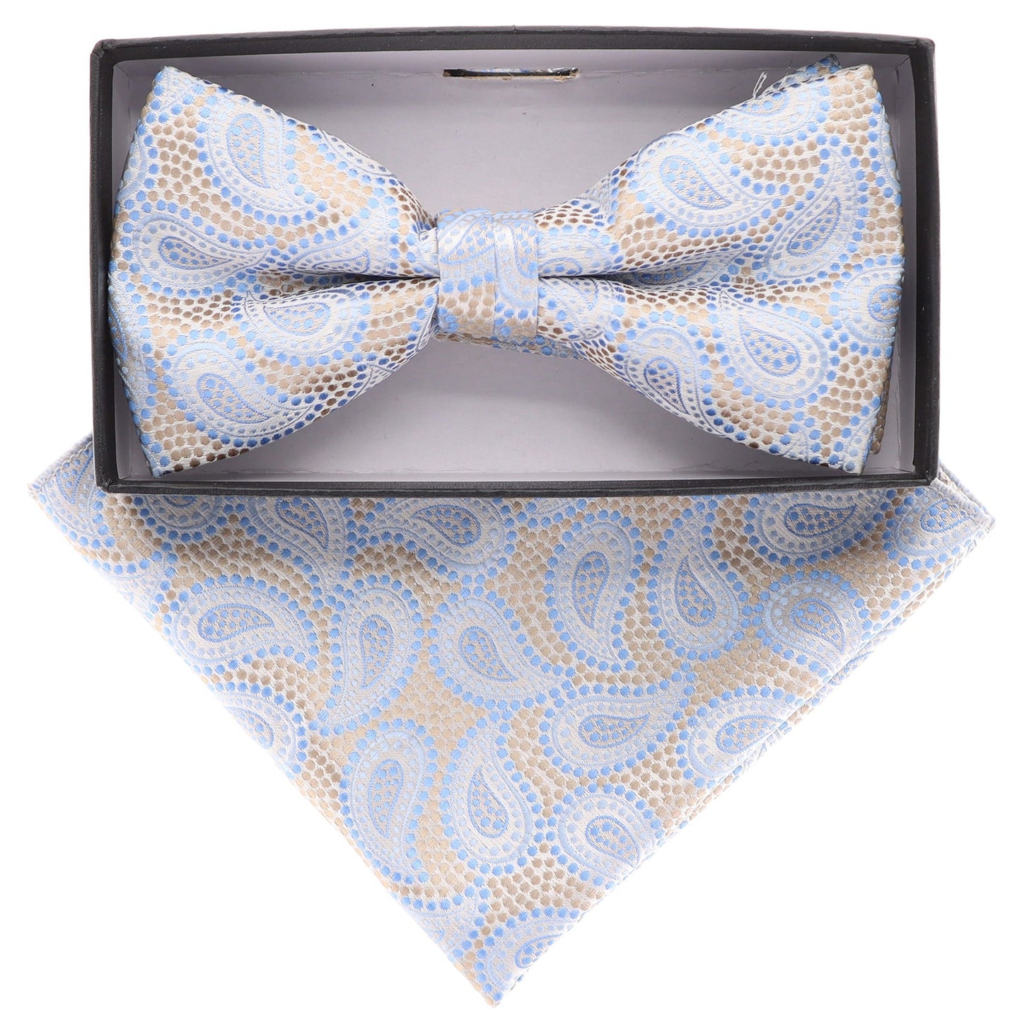 Vittorio Farina Men's Paisley Design Satin Bow Tie & Pocket Square in Gift Box - BH-21104 - Bow Tie & Pocket Square - Vittorio Farina