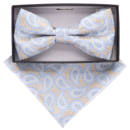 Vittorio Farina Men's Paisley Design Satin Bow Tie & Pocket Square in Gift Box - BH-21104 - Bow Tie & Pocket Square - Vittorio Farina