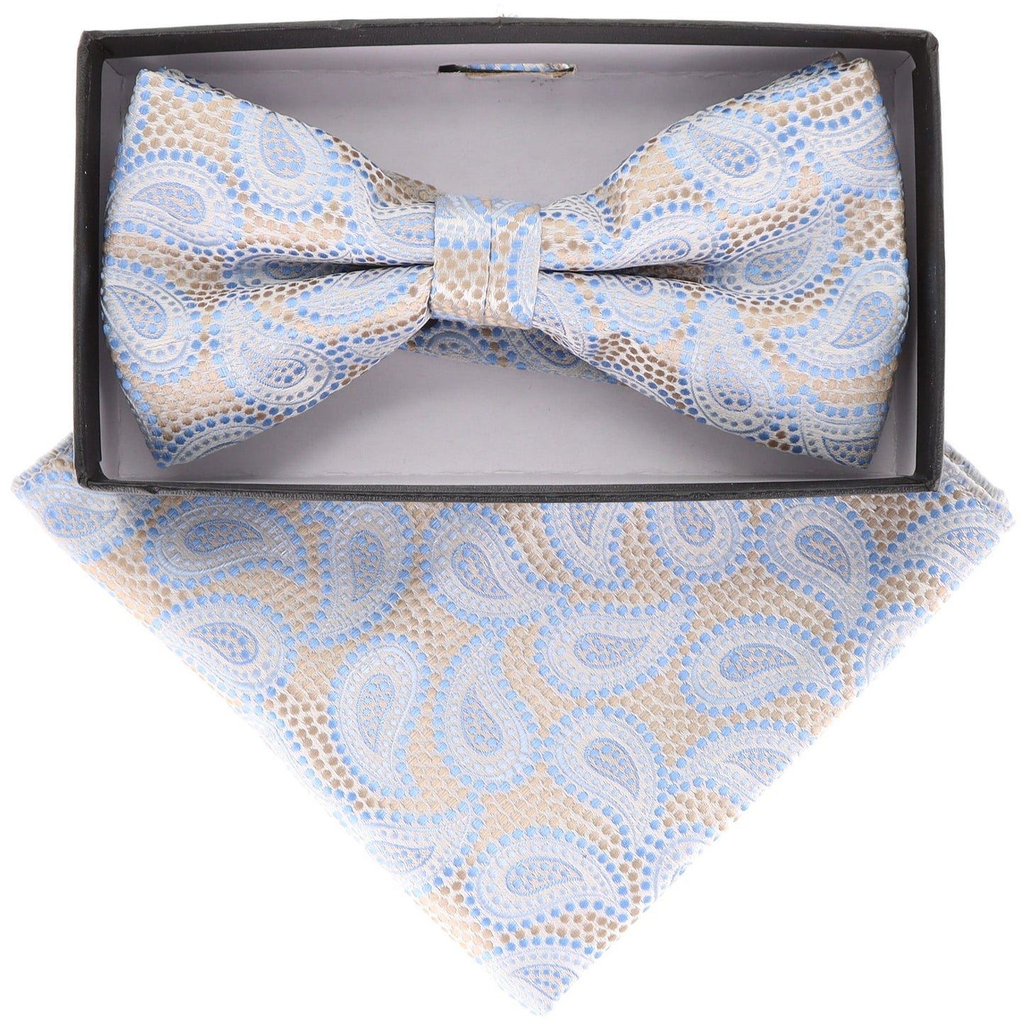 Vittorio Farina Men's Paisley Design Satin Bow Tie & Pocket Square in Gift Box - BH-21113 - Bow Tie & Pocket Square - Vittorio Farina