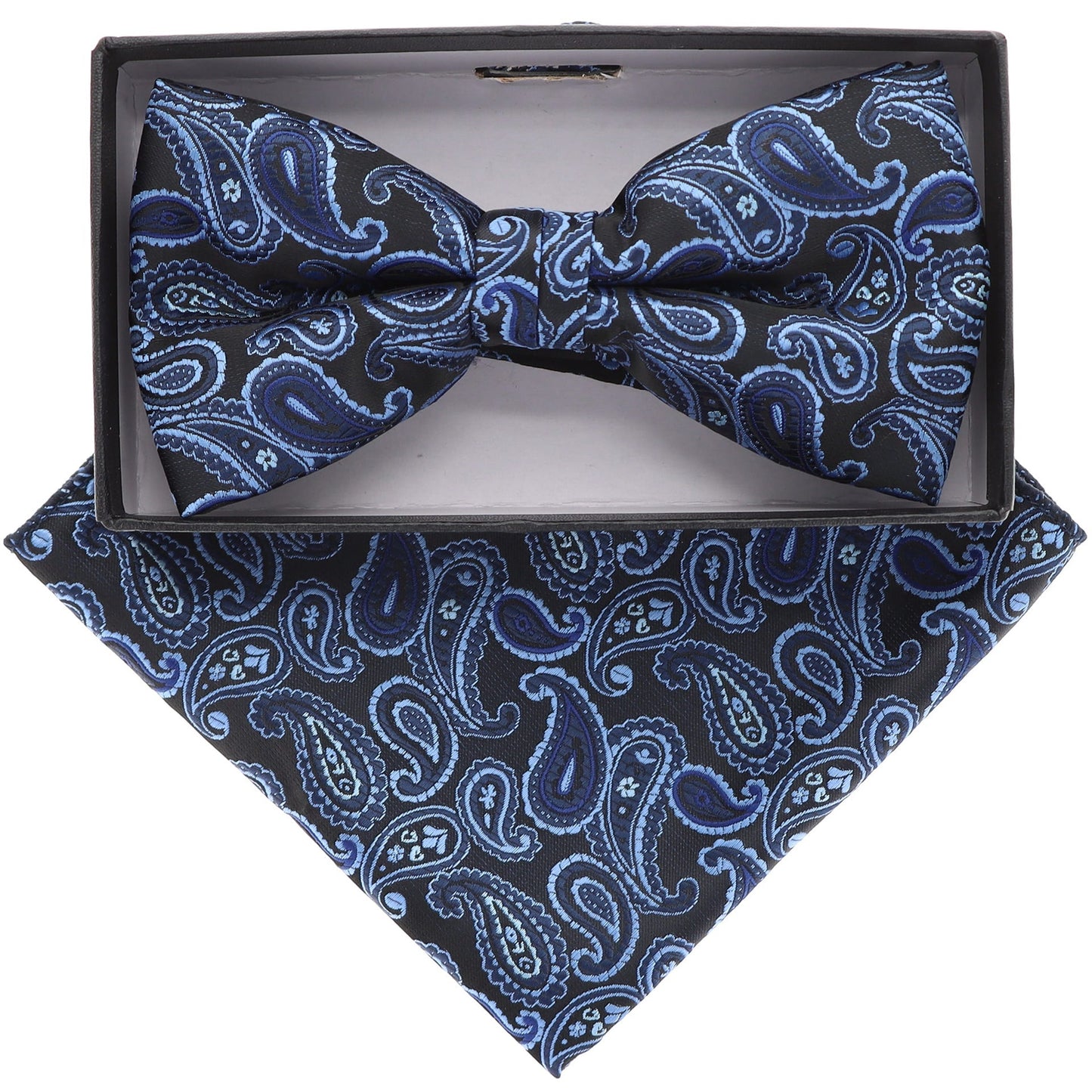 Vittorio Farina Men's Paisley Design Satin Bow Tie & Pocket Square in Gift Box - BH-21166 - Bow Tie & Pocket Square - Vittorio Farina