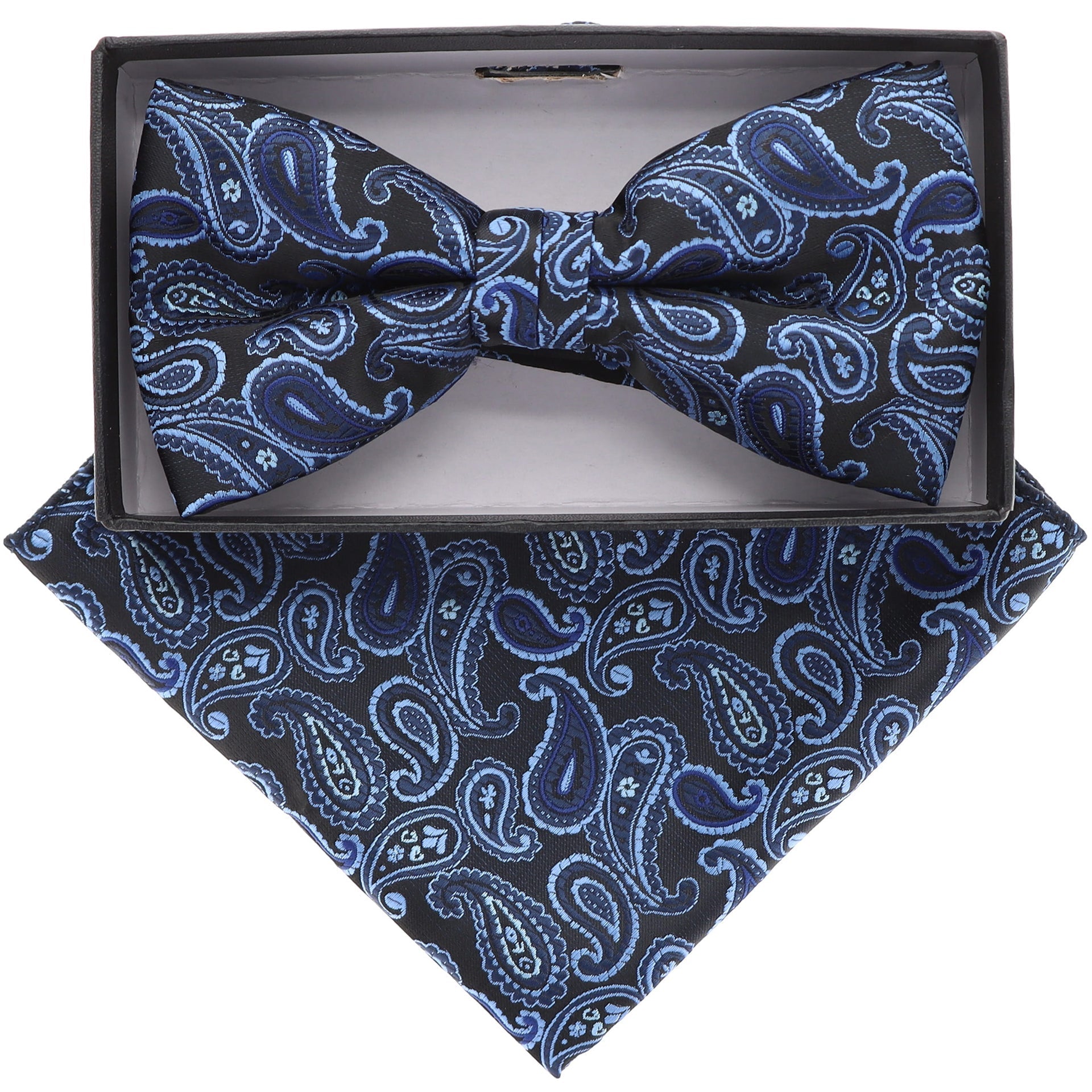 Vittorio Farina Men's Paisley Design Satin Bow Tie & Pocket Square in Gift Box - BH-21166 - Bow Tie & Pocket Square - Vittorio Farina