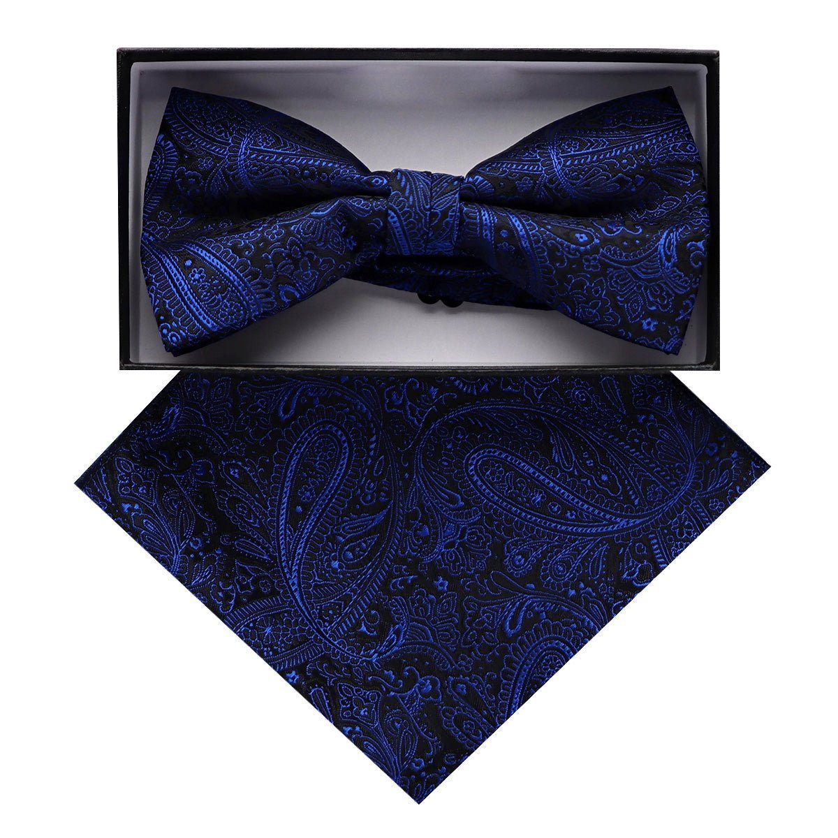 Vittorio Farina Men's Paisley Design Satin Bow Tie & Pocket Square in Gift Box - BH-D_23096 - Bow Tie & Pocket Square - Vittorio Farina