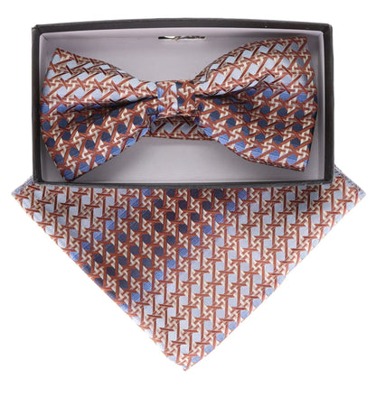 Vittorio Farina Men's Paisley Design Satin Bow Tie & Pocket Square in Gift Box - BH-D_23098 - Bow Tie & Pocket Square - Vittorio Farina