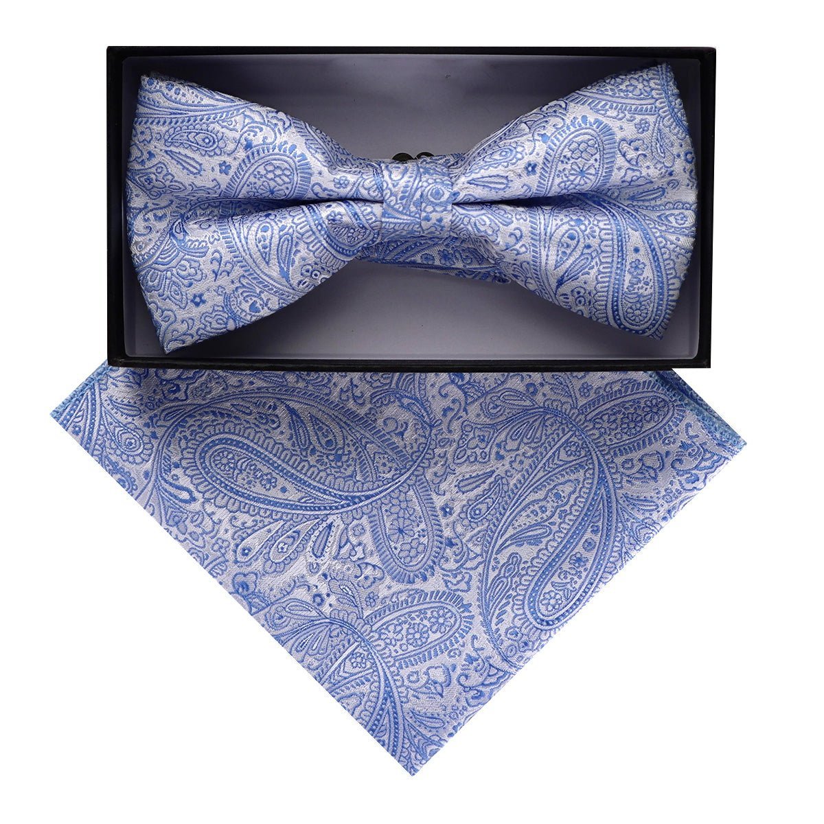 Vittorio Farina Men's Paisley Design Satin Bow Tie & Pocket Square in Gift Box - BH-D_23098 - Bow Tie & Pocket Square - Vittorio Farina