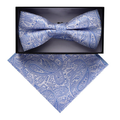 Vittorio Farina Men's Paisley Design Satin Bow Tie & Pocket Square in Gift Box - BH-D_23098 - Bow Tie & Pocket Square - Vittorio Farina