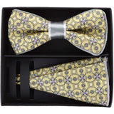 Vittorio Farina Men's Piping Design Bow Tie & Round Pocket Square in Gift Box - pbh-21001 - Bow Tie & Pocket Square - Vittorio Farina