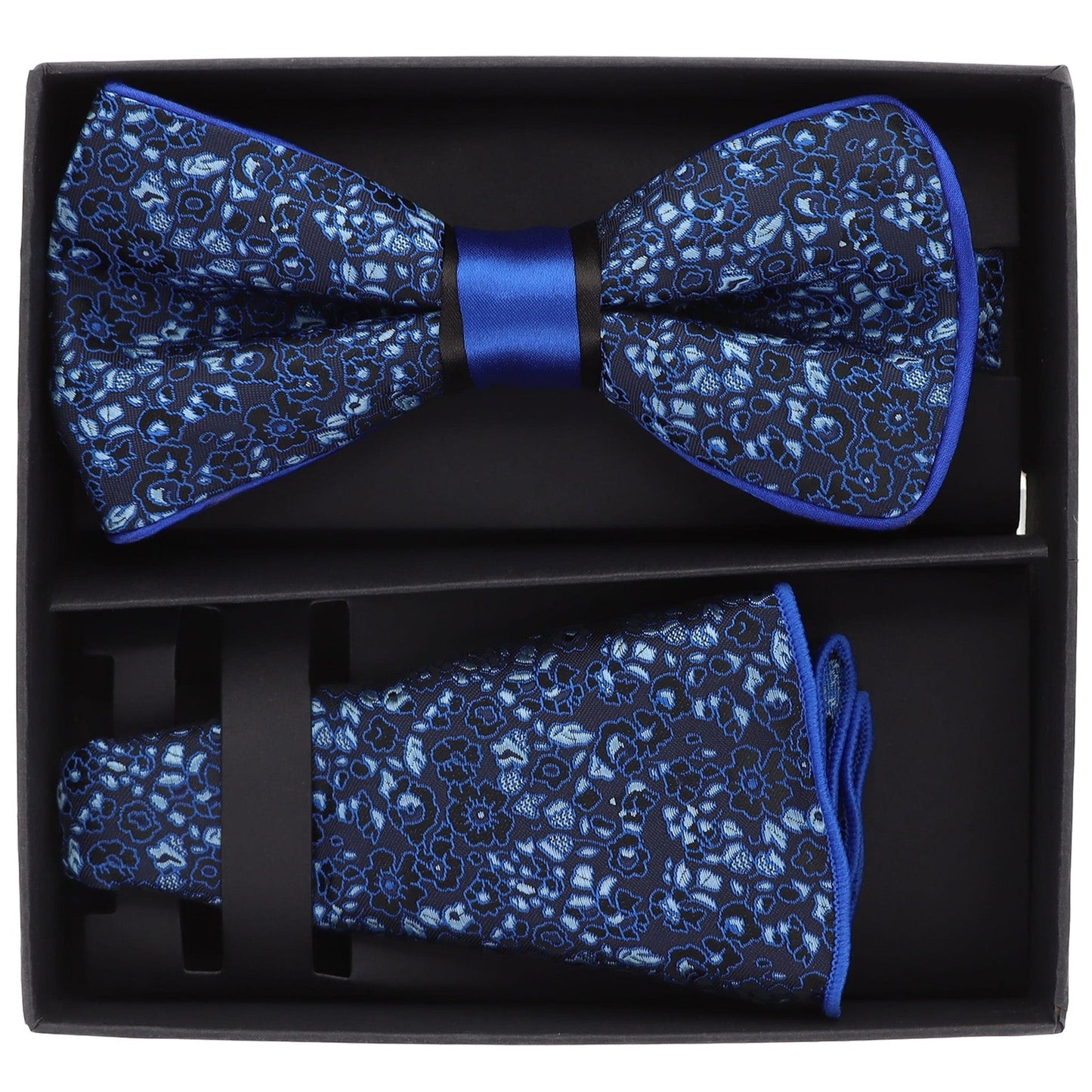 Vittorio Farina Men's Piping Design Bow Tie & Round Pocket Square in Gift Box - pbh-21008 - Bow Tie & Pocket Square - Vittorio Farina