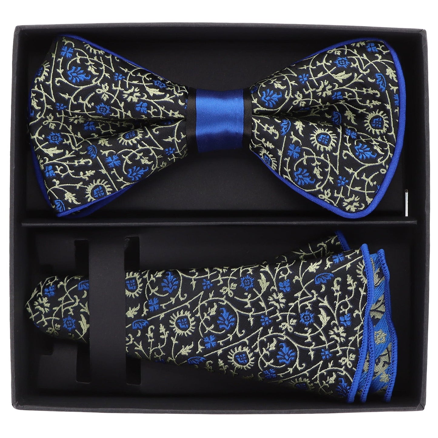 Vittorio Farina Men's Piping Design Bow Tie & Round Pocket Square in Gift Box - pbh-21009 - Bow Tie & Pocket Square - Vittorio Farina