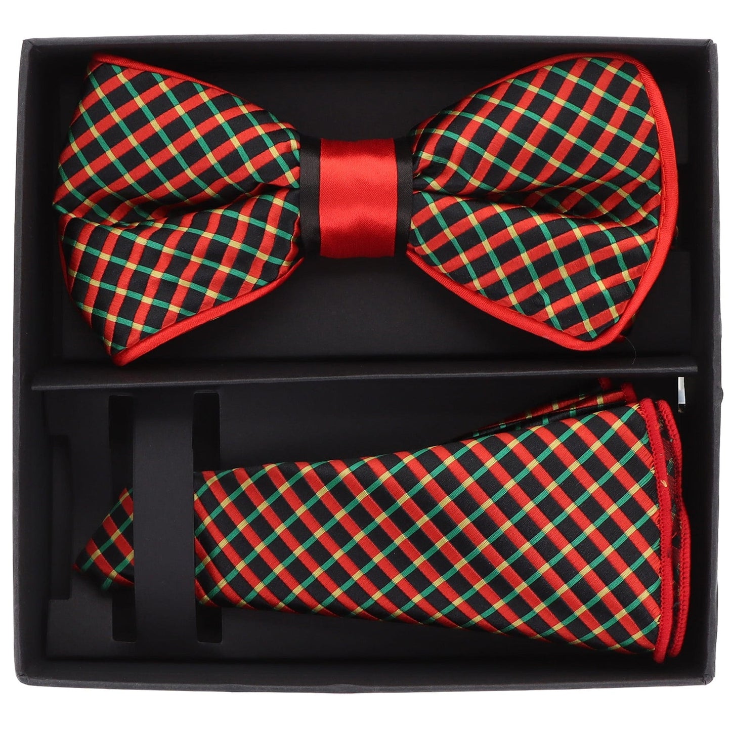 Vittorio Farina Men's Piping Design Bow Tie & Round Pocket Square in Gift Box - pbh-21012 - Bow Tie & Pocket Square - Vittorio Farina