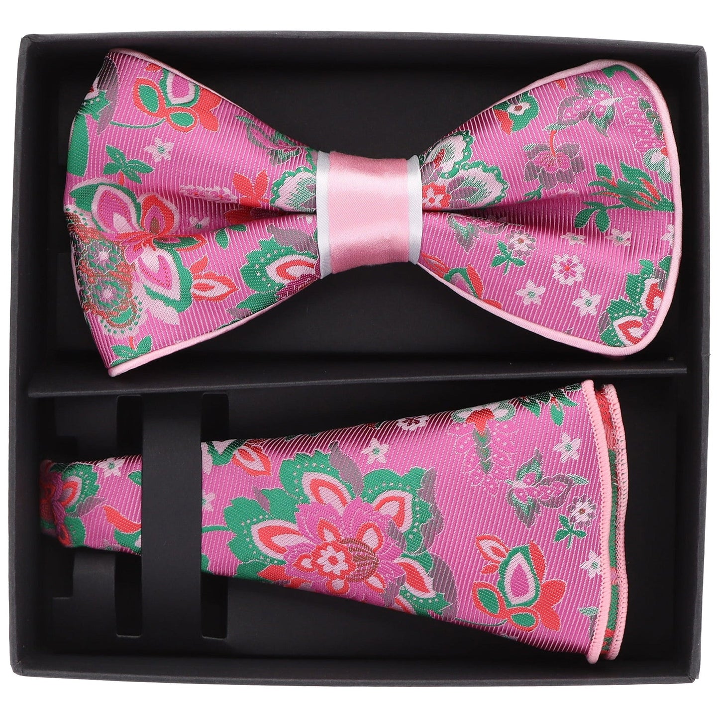 Vittorio Farina Men's Piping Design Bow Tie & Round Pocket Square in Gift Box - pbh-21014 - Bow Tie & Pocket Square - Vittorio Farina
