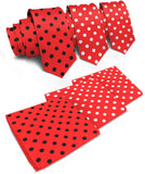 Vittorio Farina Men's Polka Dot Necktie & Pocket Square - Red and Black/Red and White/Red and White - Necktie & Pocket Square - Vittorio Farina
