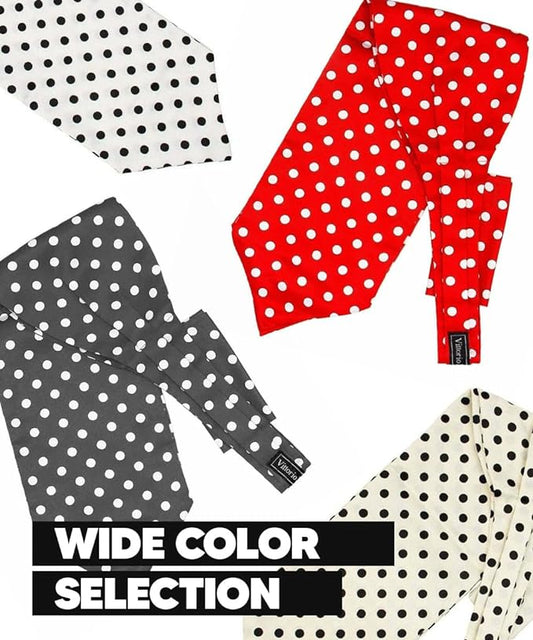 Vittorio Farina Men's Polka Dot Satin Ascot & Pocket Square - Black and White - Ascot & Pocket Square - Vittorio Farina