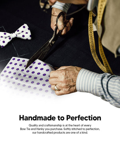 Vittorio Farina Men's Polka Dot Satin Bow Tie & Pocket Square in Gift Box (Multipack) - White and Black/White and Red/White and Purple - Bow Tie & Pocket Square - Vittorio Farina