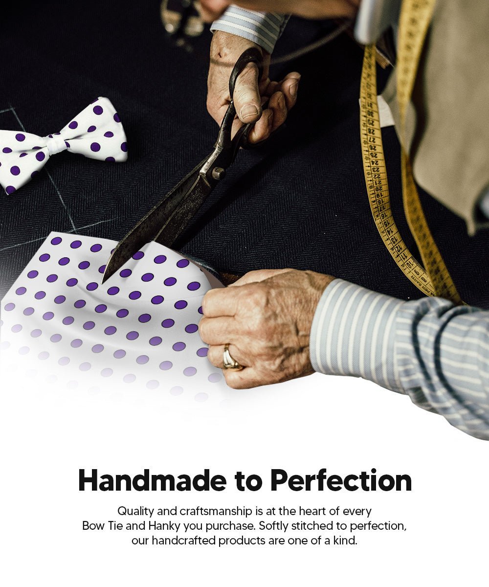 Vittorio Farina Men's Polka Dot Satin Bow Tie & Pocket Square in Gift Box - Purple and Gold - Bow Tie & Pocket Square - Vittorio Farina