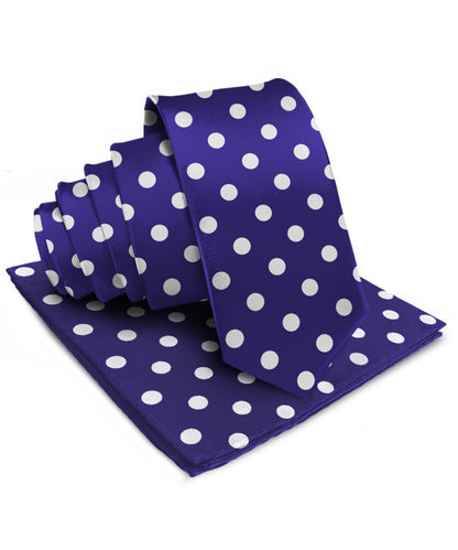 Vittorio Farina Men's Polka Dot Satin Necktie & Pocket Square - Purple and White - Necktie & Pocket Square - Vittorio Farina