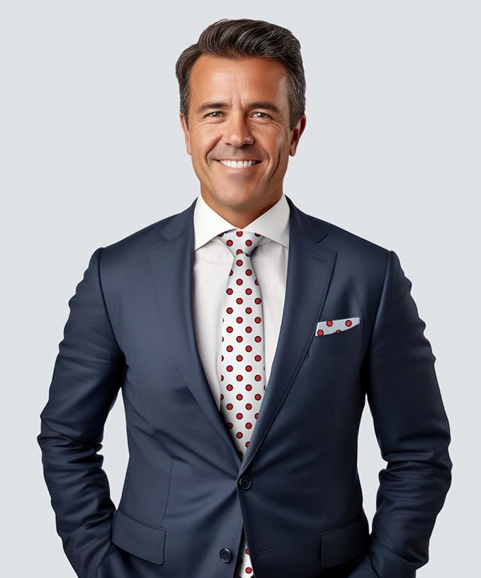 Vittorio Farina Men's Polka Dot Satin Necktie & Pocket Square - Aqua and Black - Necktie & Pocket Square - Vittorio Farina