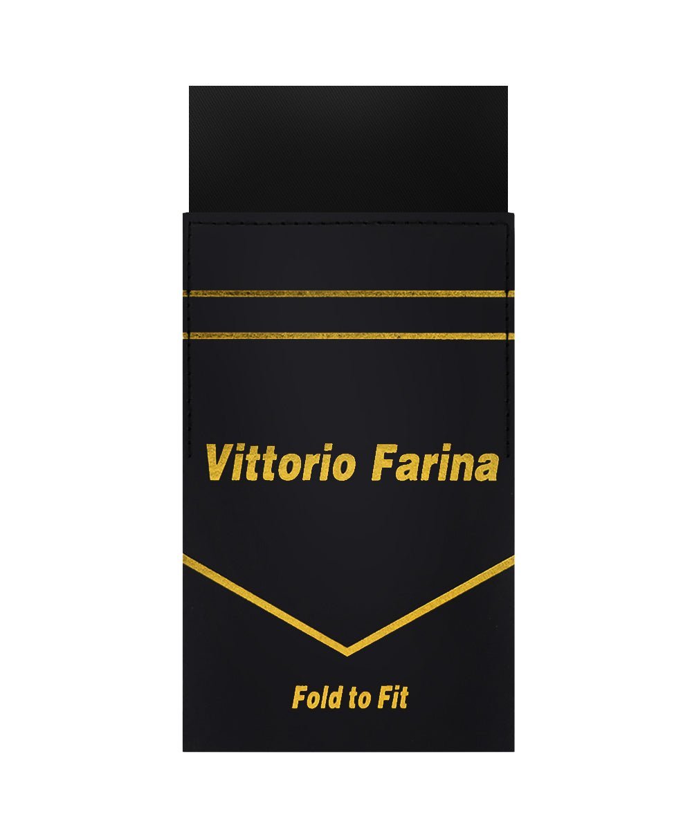 Vittorio Farina Men's Pre-Folded Pocket Square: Flat - Black - Pocket Square - Vittorio Farina