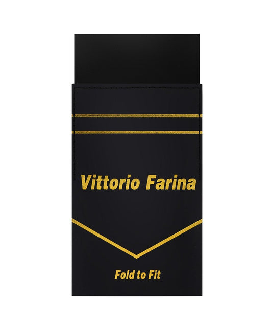 Vittorio Farina Men's Pre-Folded Pocket Square: Flat - Black - Pocket Square - Vittorio Farina