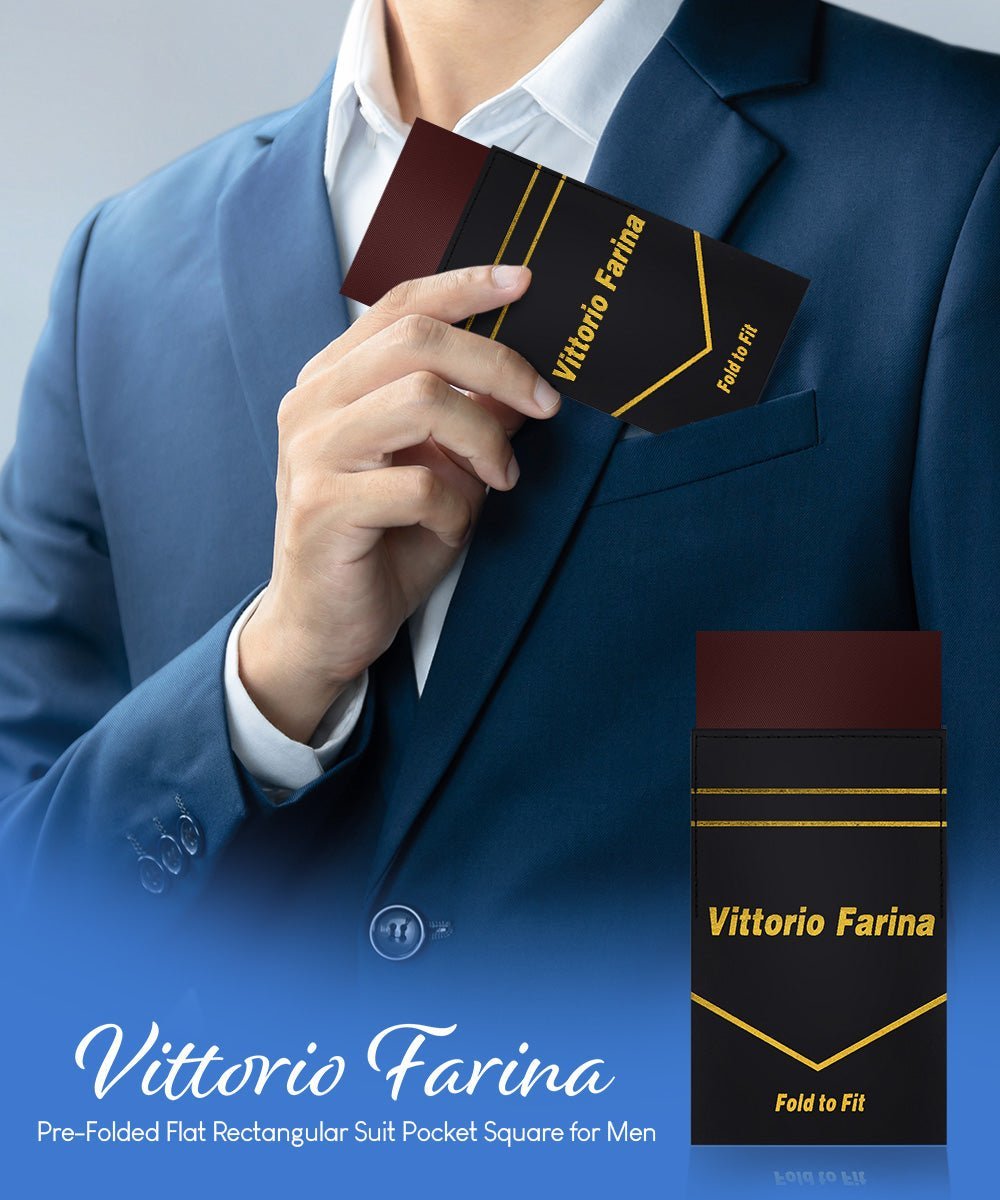 Vittorio Farina Men's Pre-Folded Pocket Square: Flat - Brown - Pocket Square - Vittorio Farina