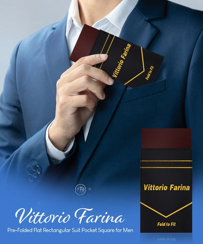Vittorio Farina Men's Pre-Folded Pocket Square: Flat - Brown - Pocket Square - Vittorio Farina