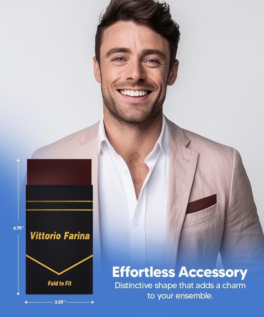 Vittorio Farina Men's Pre-Folded Pocket Square: Flat - Brown - Pocket Square - Vittorio Farina