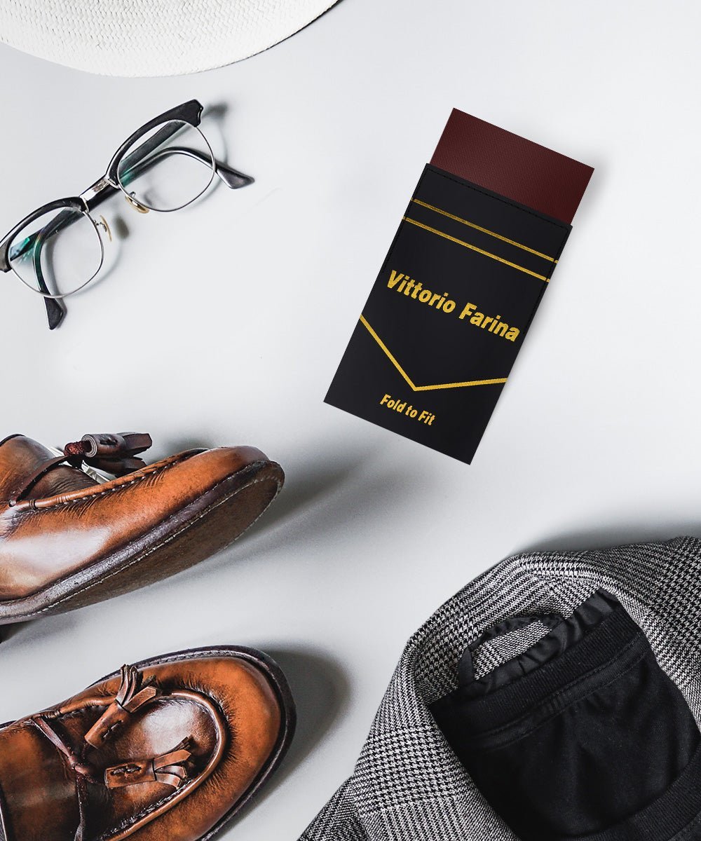 Vittorio Farina Men's Pre-Folded Pocket Square: Flat - Brown - Pocket Square - Vittorio Farina