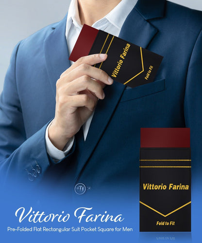 Vittorio Farina Men's Pre-Folded Pocket Square: Flat - Burgundy - Pocket Square - Vittorio Farina
