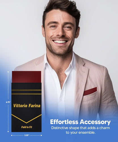 Vittorio Farina Men's Pre-Folded Pocket Square: Flat - Burgundy - Pocket Square - Vittorio Farina