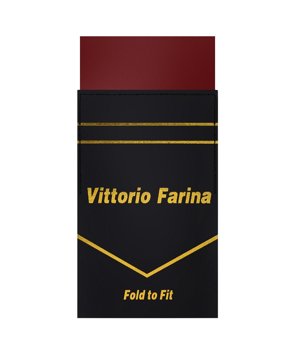 Vittorio Farina Men's Pre-Folded Pocket Square: Flat - Burgundy - Pocket Square - Vittorio Farina