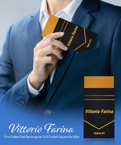 Vittorio Farina Men's Pre-Folded Pocket Square: Flat - Gold - Pocket Square - Vittorio Farina