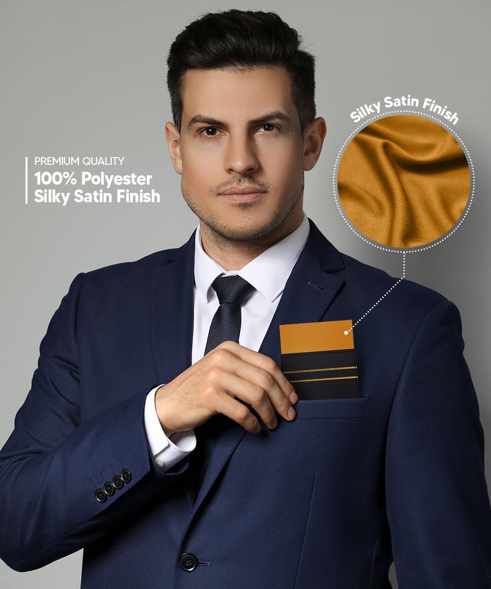 Vittorio Farina Men's Pre-Folded Pocket Square: Flat - Gold - Pocket Square - Vittorio Farina