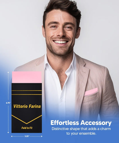 Vittorio Farina Men's Pre-Folded Pocket Square: Flat - Pink - Pocket Square - Vittorio Farina