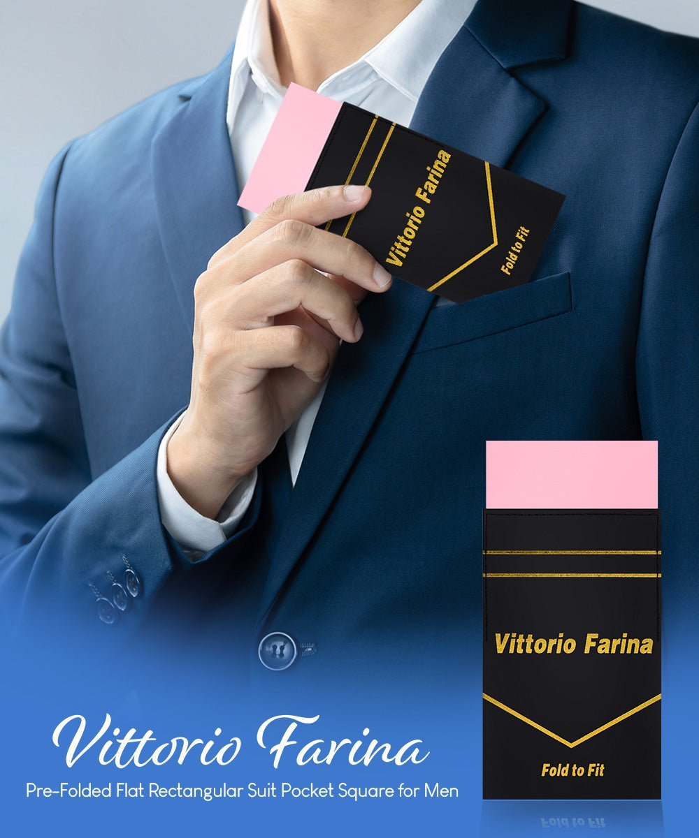 Vittorio Farina Men's Pre-Folded Pocket Square: Flat - Pink - Pocket Square - Vittorio Farina