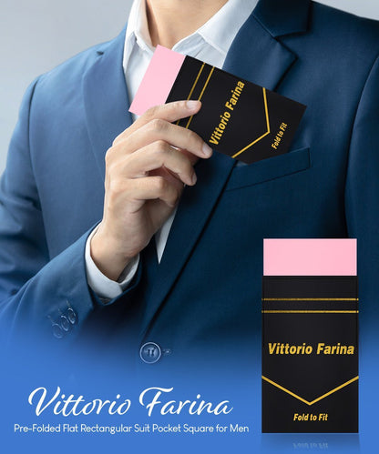 Vittorio Farina Men's Pre-Folded Pocket Square: Flat - Pink - Pocket Square - Vittorio Farina