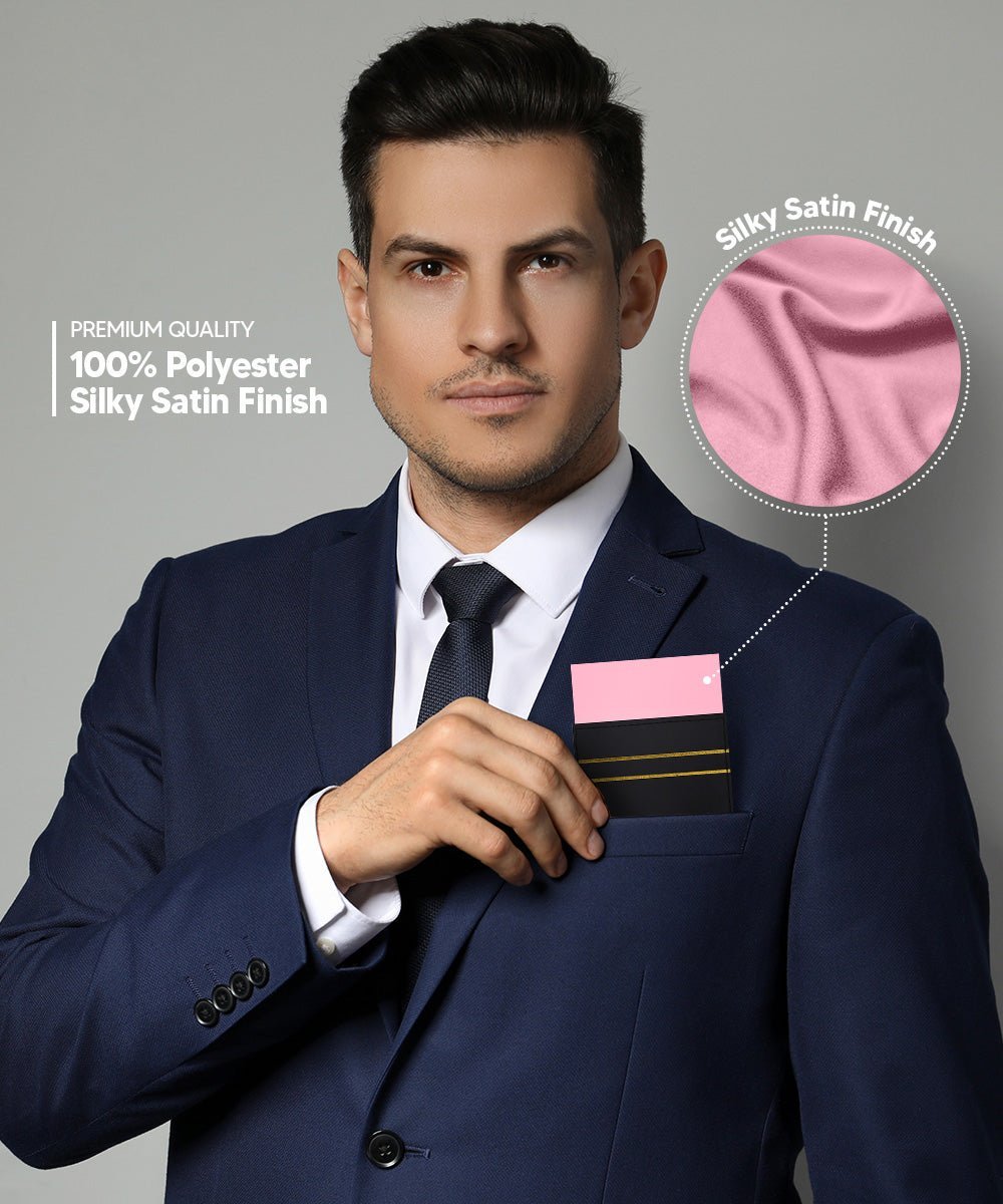 Vittorio Farina Men's Pre-Folded Pocket Square: Flat - Pink - Pocket Square - Vittorio Farina