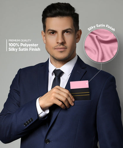 Vittorio Farina Men's Pre-Folded Pocket Square: Flat - Pink - Pocket Square - Vittorio Farina
