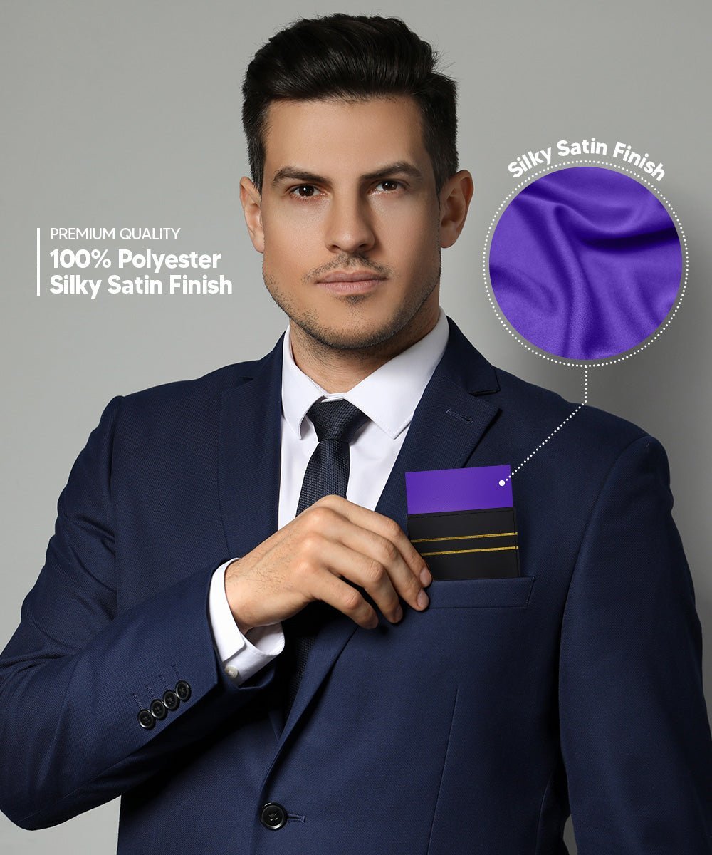 Vittorio Farina Men's Pre-Folded Pocket Square: Flat - Purple - Pocket Square - Vittorio Farina