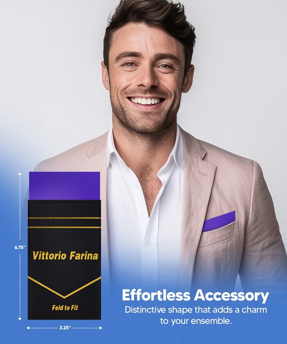 Vittorio Farina Men's Pre-Folded Pocket Square: Flat - Purple - Pocket Square - Vittorio Farina