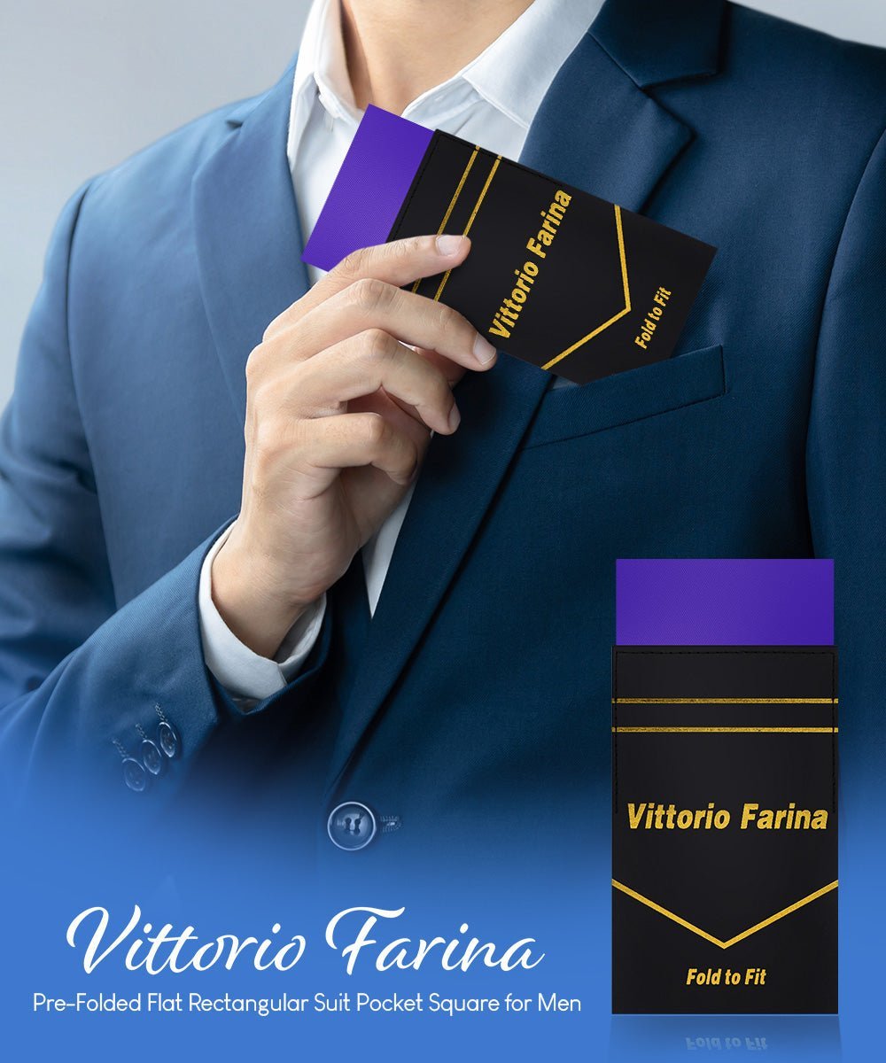 Vittorio Farina Men's Pre-Folded Pocket Square: Flat - Purple - Pocket Square - Vittorio Farina