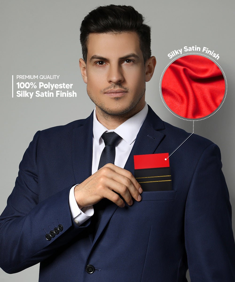 Vittorio Farina Men's Pre-Folded Pocket Square: Flat - Red - Pocket Square - Vittorio Farina